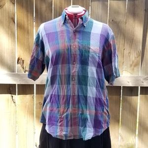 100% Cotton Vintage 1990s multicolored Plaid Dad Shirt